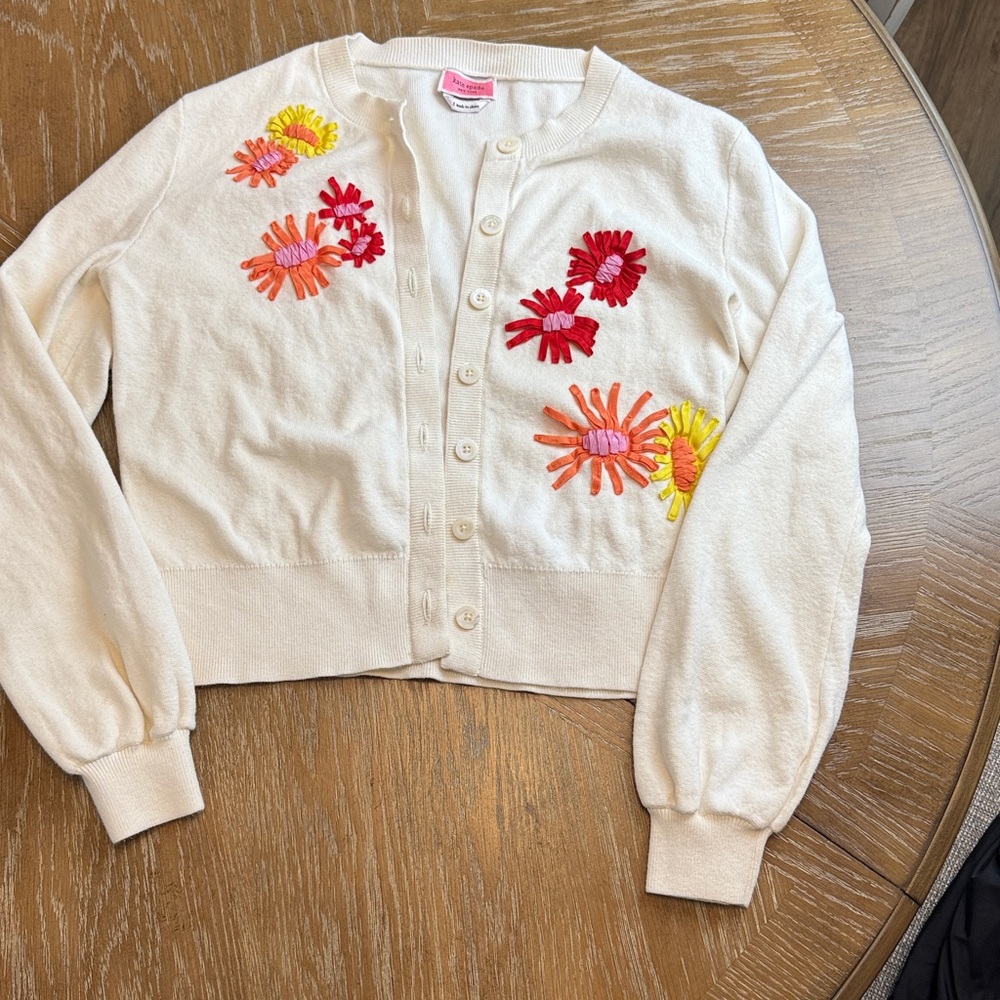 Kate Spade Cream Cardigan with Colorful Floral details - Picture 2 of 12